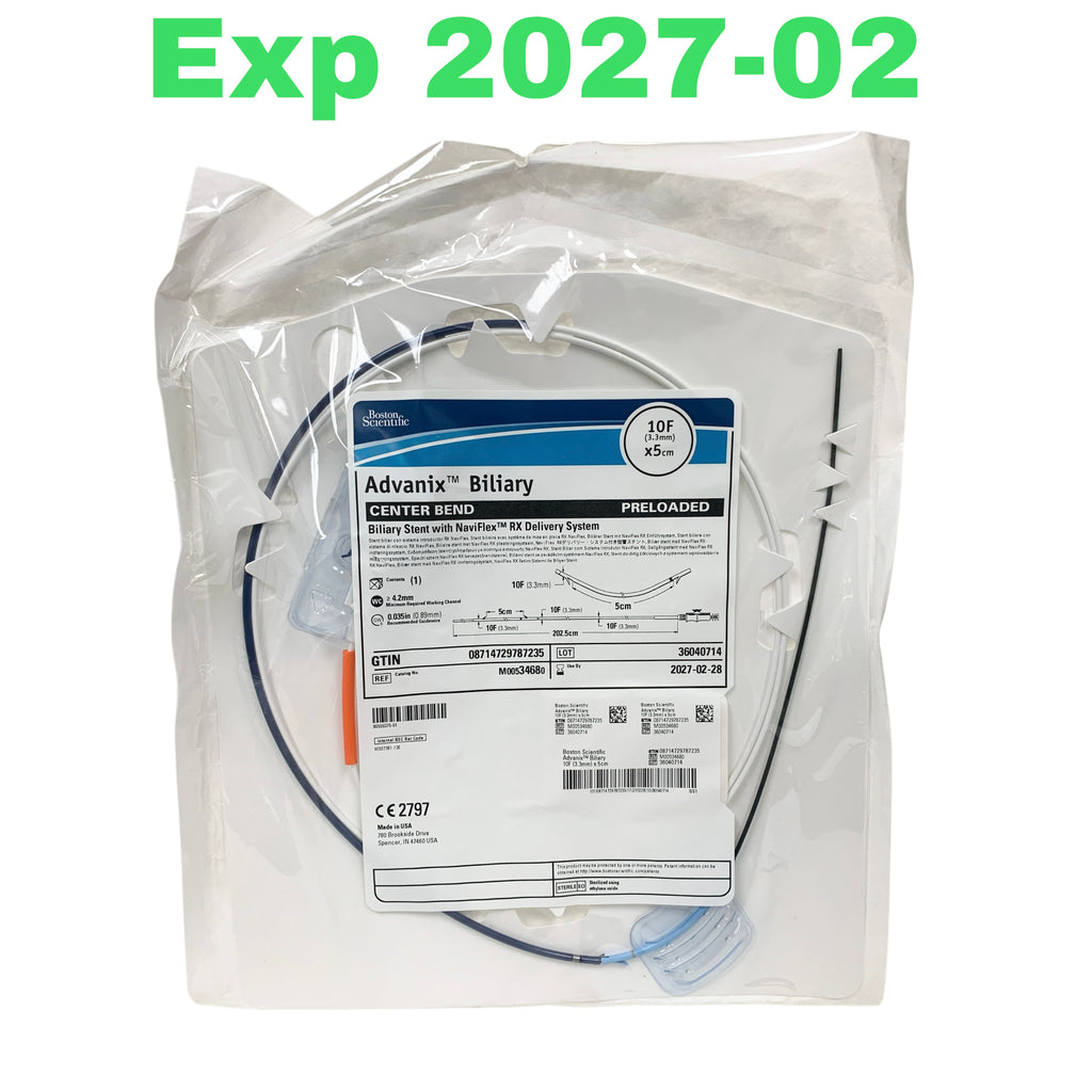 BOSTON SCIENTIFIC REF M00534680 Advanix Biliary Center Bend Stent with NaviFlex RX Delivery System 10F x 5cm, Exp.2027/02