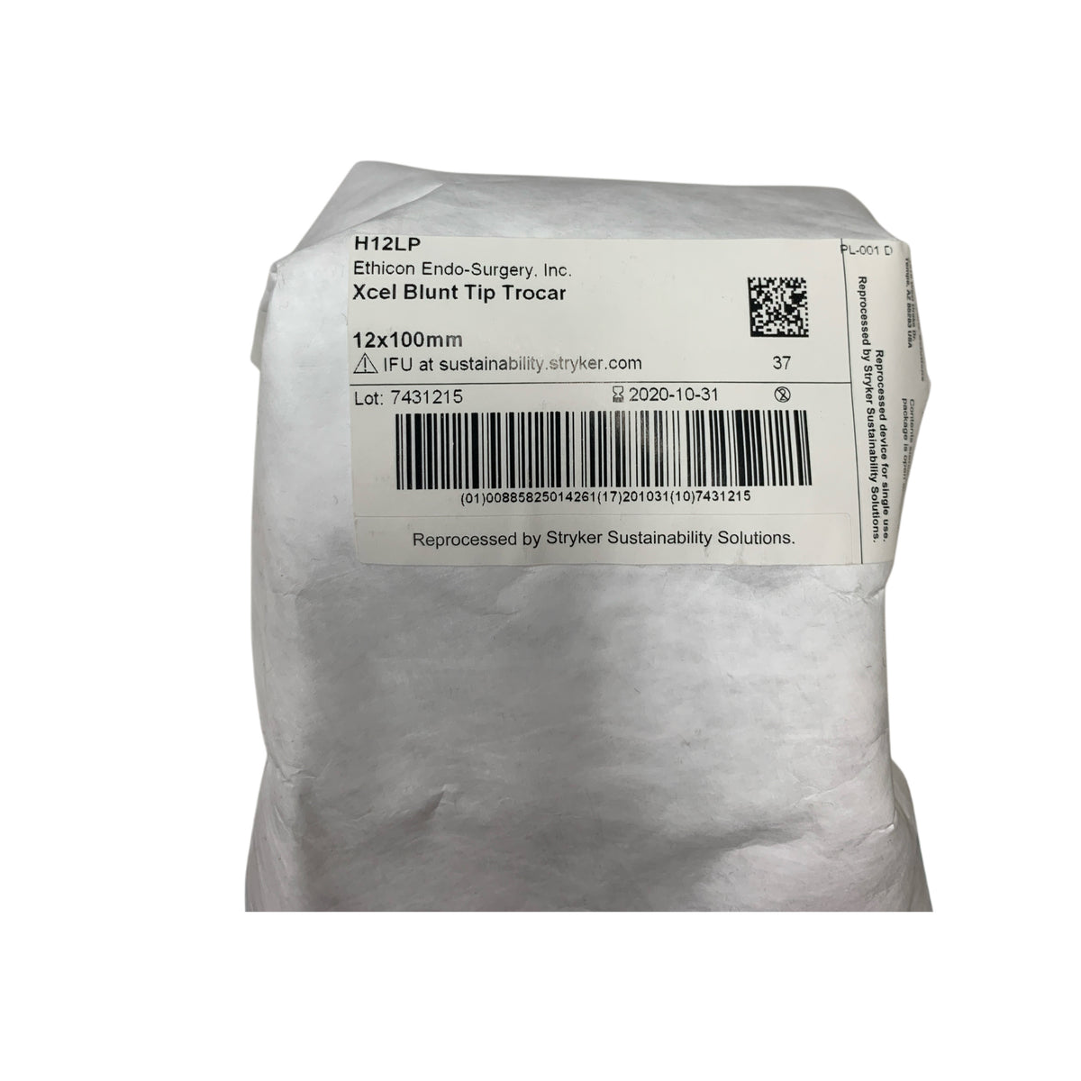 ETHICON H12LP Xcel Blunt Tip Trocar Reprocessed Stryker 12x100mm Exp 2020 10