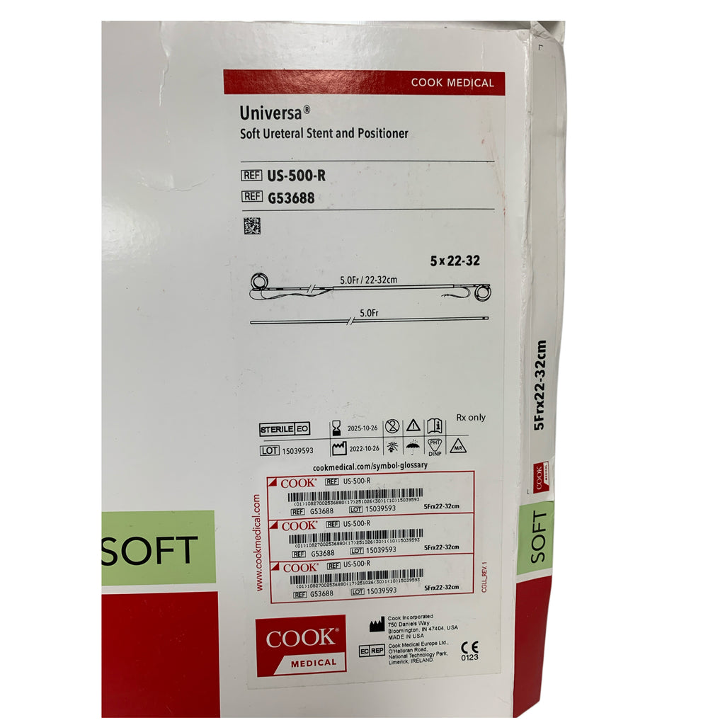 COOK MEDICAL US-500-R / G53688 Universa Soft Ureteral Stent and Positioner 5Fr x 22-32cm Exp 2025 10