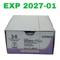 ETHICON REF VCP497H Coated VICRYL Plus Antibacterial 3-0 Suture, 18" (45 cm), PS-2 19mm Needle, Box of 36, Exp.2027/01