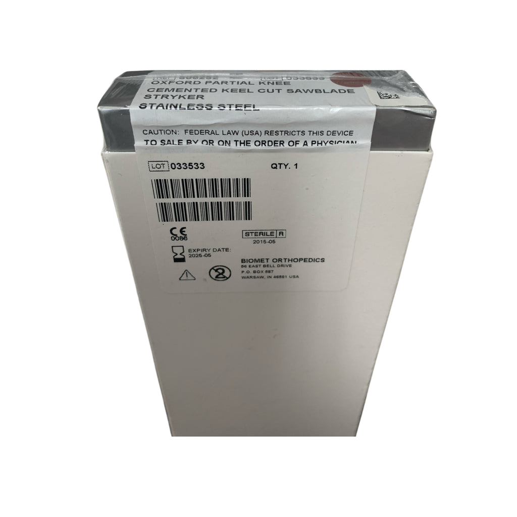 ZIMMER BIOMET REF 506252 OXFORD PARTIAL KNEE CEMENTED KEEL CUT SAWBLADE STAINLESS STEEL EXP 2025 05