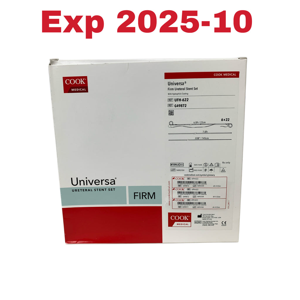 COOK MEDICAL UFH-622 / G49872 Universa Firm Ureteral Stent Set Hydrophilic Coating 6.0Fr / 22cm Exp 2025 10