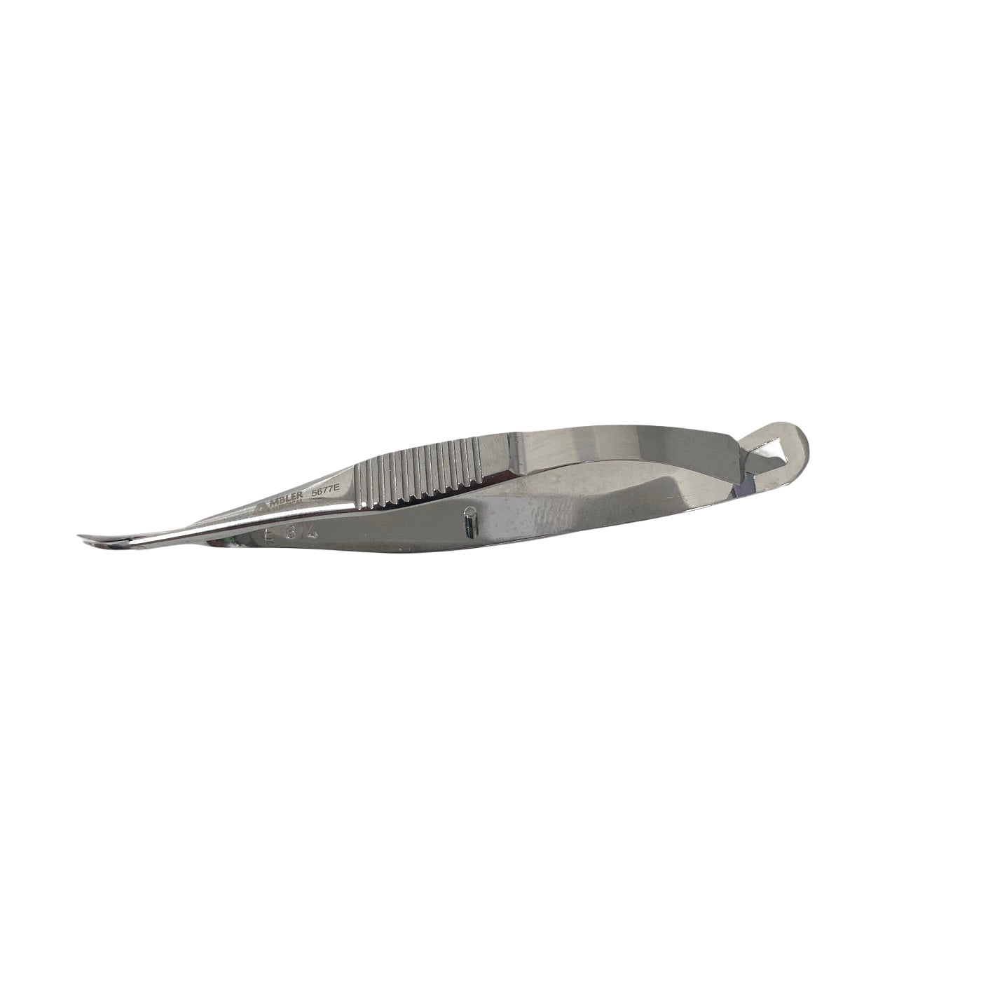 AMBLER REF 5677E Vannas capsulotomy scissors 3 3/8'',curved 6.0mm blades, sharp tips, flat handle