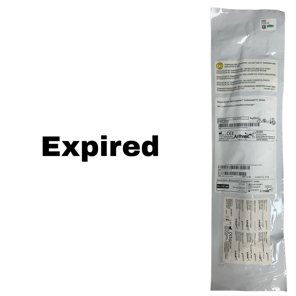 ARTHREX AR-1927BCT BioComposite Corkscrew FT Vented Suture Anchor 5.5 x 14.7mm, EXP 2020-05
