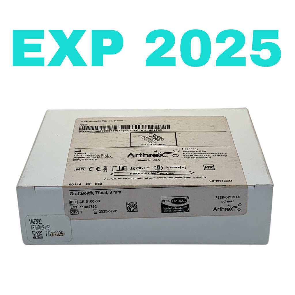 ARTHREX REF AR-5100-09 GraftBolt Tibial Fixation Device 9mm PEEK-OPTIMA, EXP.2025/07