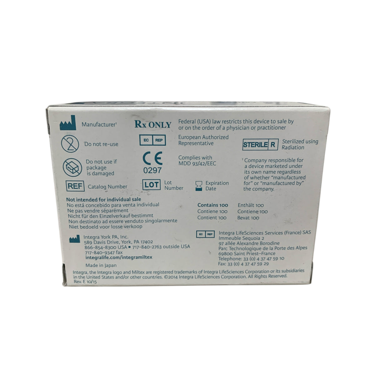 INTEGRA Miltex 4-115C Carbon Steel Surgical Blades Size 15C Exp 2024 11