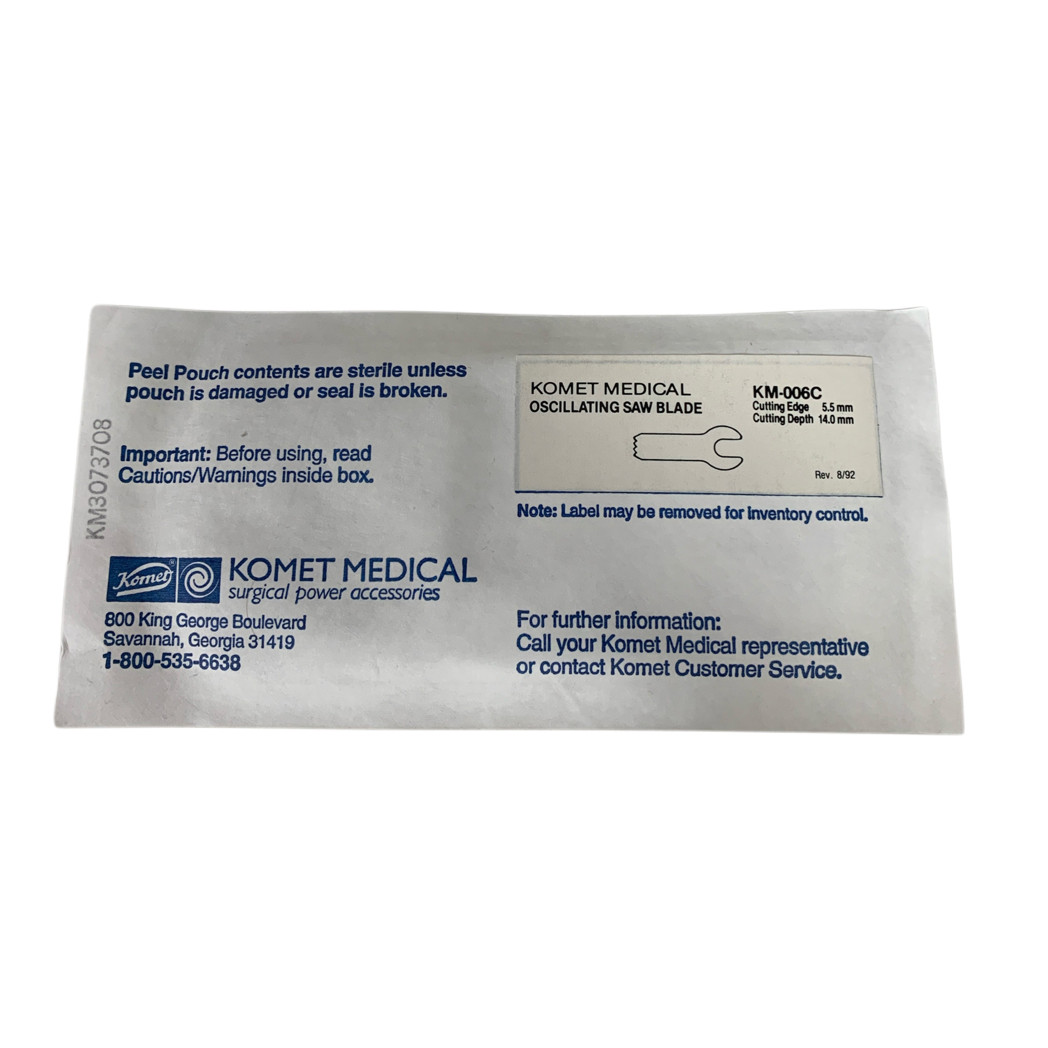 KOMET MEDICAL KM-006C Oscillating Saw Blade 5.5mm 14.0mm EXPIRED