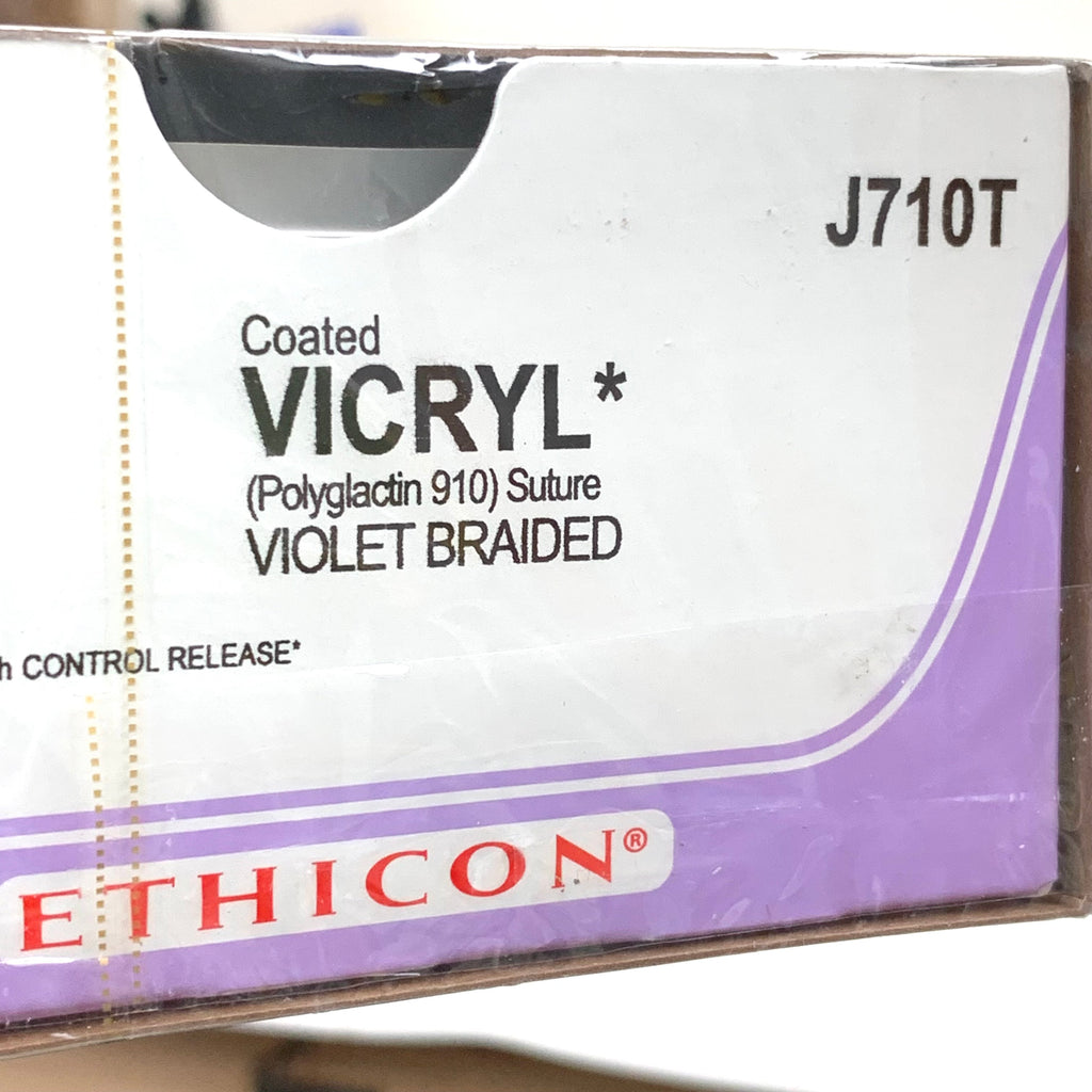 ETHICON REF J710T Coated VICRYL Violet Braided 2-0 Absorbable Suture, OS-6 Reverse Cutting Needle 36mm 1/2c 18" (45cm) BOX OF 24, EXP.2026/08