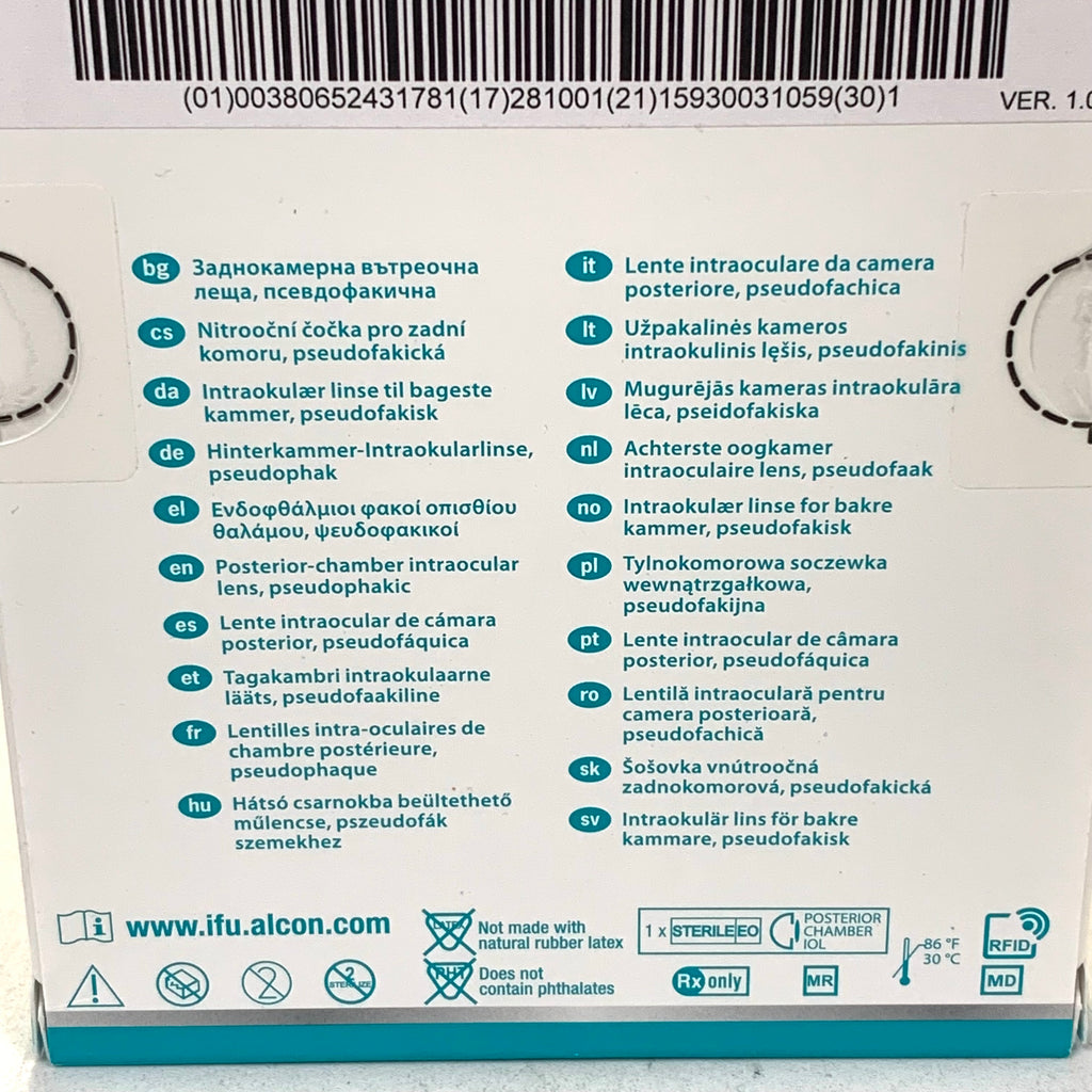 ALCON REF CCW0T3 Clareon Toric UV IOL Aspheric Intraocular Lens +17.5 D CYL 1.50, EXP.2028/10