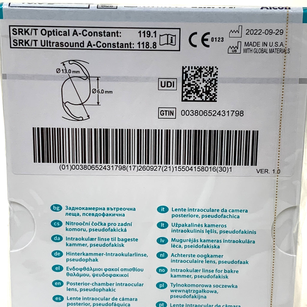 ALCON REF CCW0T3 Clareon Toric UV IOL Aspheric UV Absorbing Intraocular Lens +18.0 D CYL 1.50, Exp.2026/09