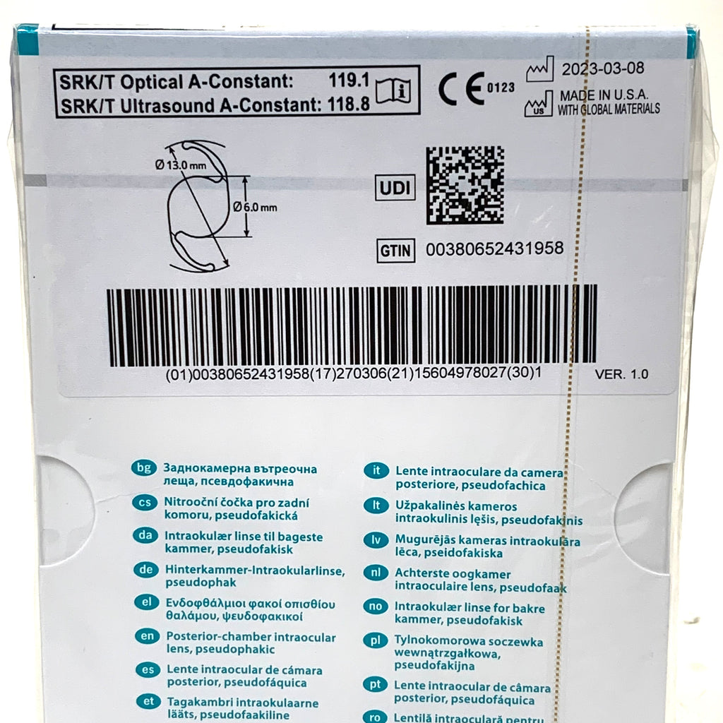 ALCON REF CCW0T3 Clareon Toric Aspheric UV Absorbing IOL +26.0 D CYL 1.50, EXP.2027/03