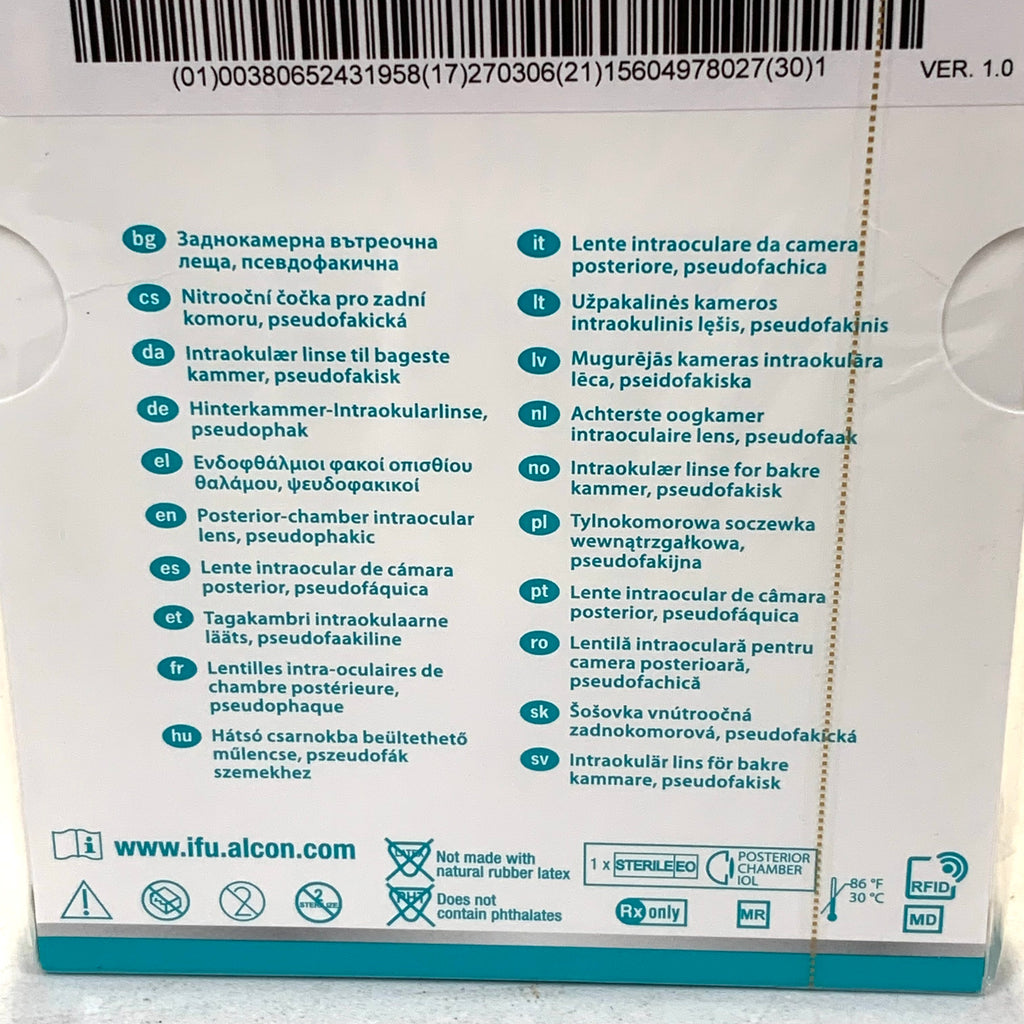 ALCON REF CCW0T3 Clareon Toric Aspheric UV Absorbing IOL +26.0 D CYL 1.50, EXP.2027/03