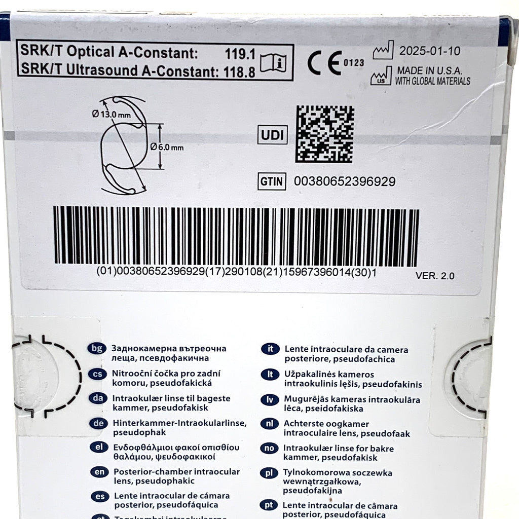 ALCON REF CC60WF Clareon Aspheric UV Absorbing Intraocular Lens IOL +25.0 D, Exp.2029/01