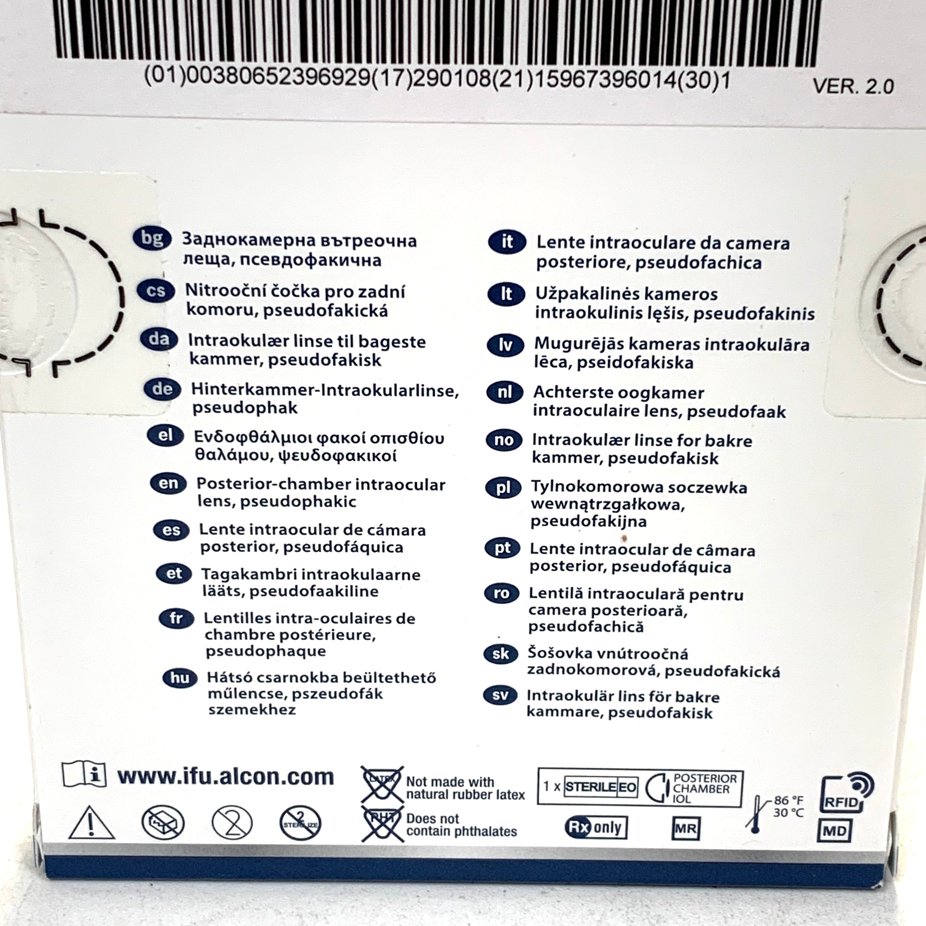 ALCON REF CC60WF Clareon Aspheric UV Absorbing Intraocular Lens IOL +25.0 D, Exp.2029/01