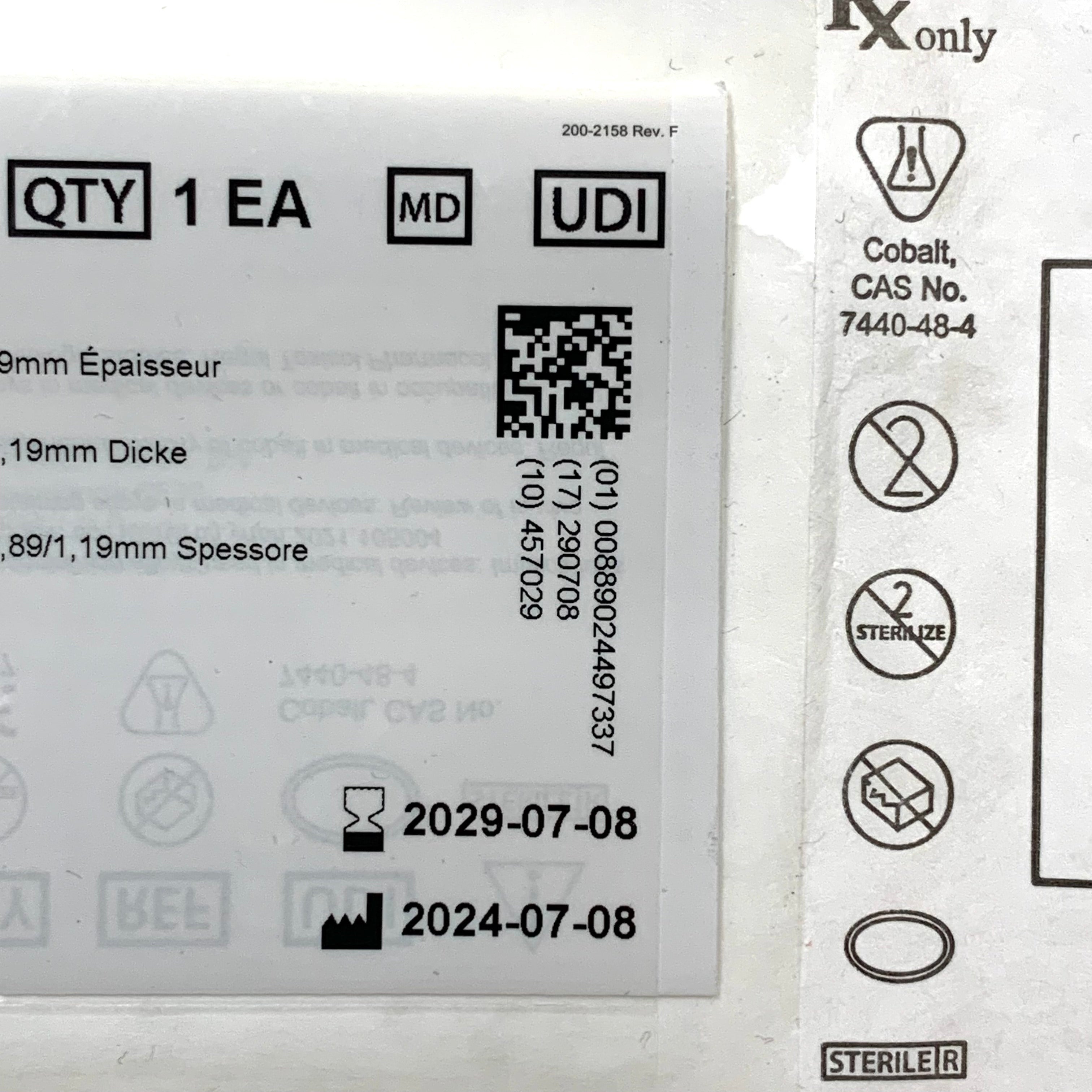 ZIMMER REF 300065119YTL Stablecut Oscillating Saw Blade 65mm L x 30mm W x 0.89/1.19mm Thick (Fits Stryker Power Systems), Exp.2029/07