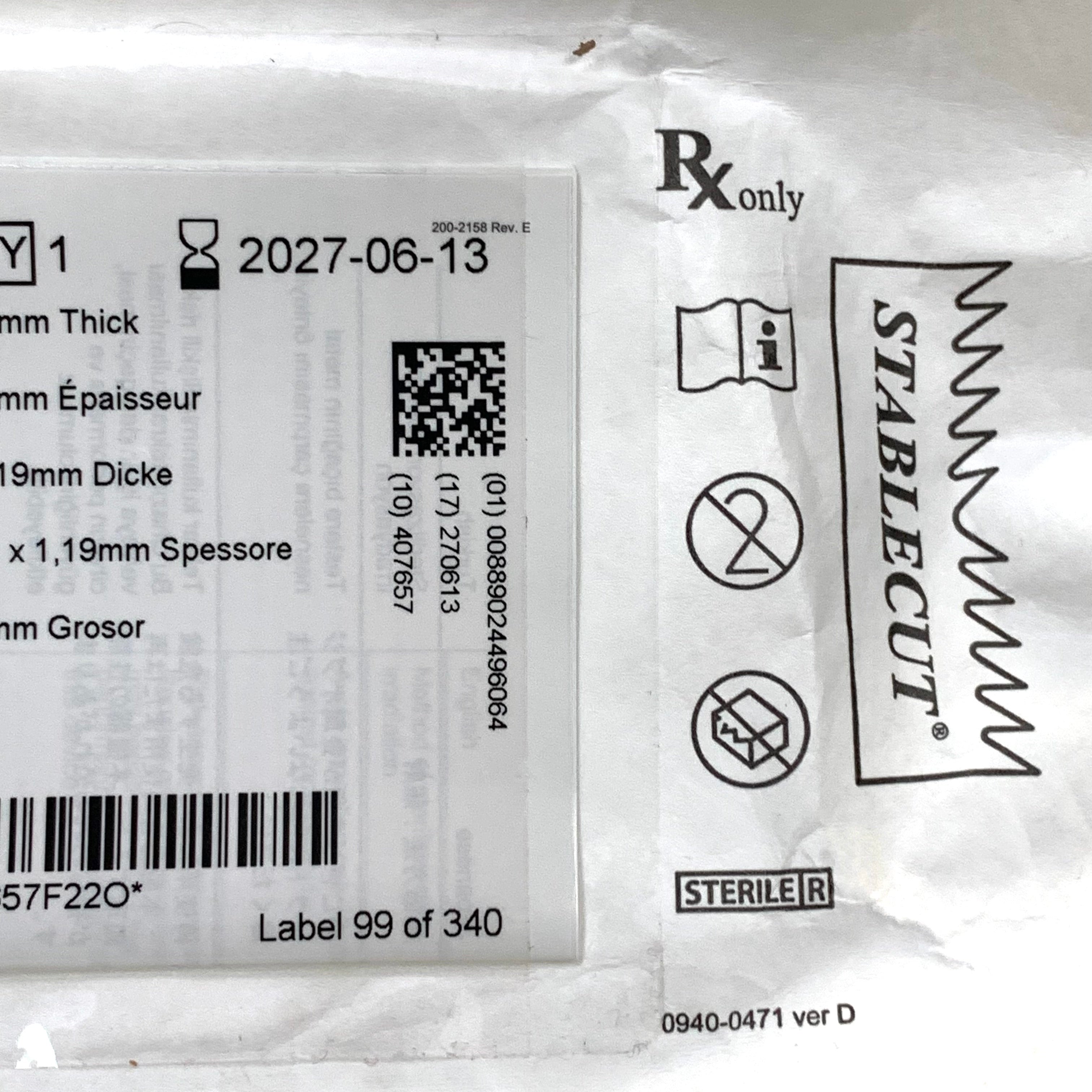 ZIMMER /SYNTHES REF 20090119AGC Stablecut Oscillating Saw Blade 90mm x 20mm x 1.19mm, EXP.2027/06