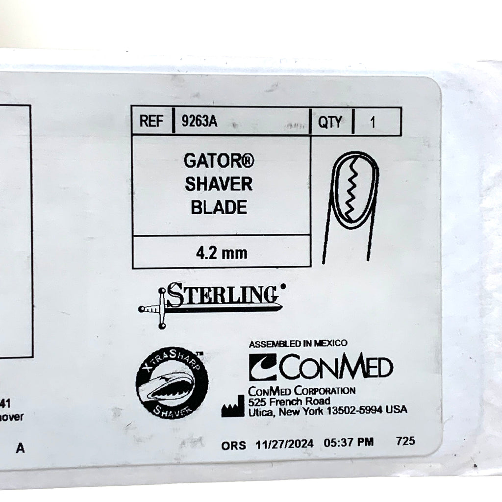 CONMED REF 9263A Gator Shaver Blade 4.2mm Sterling, EXP.2029-11