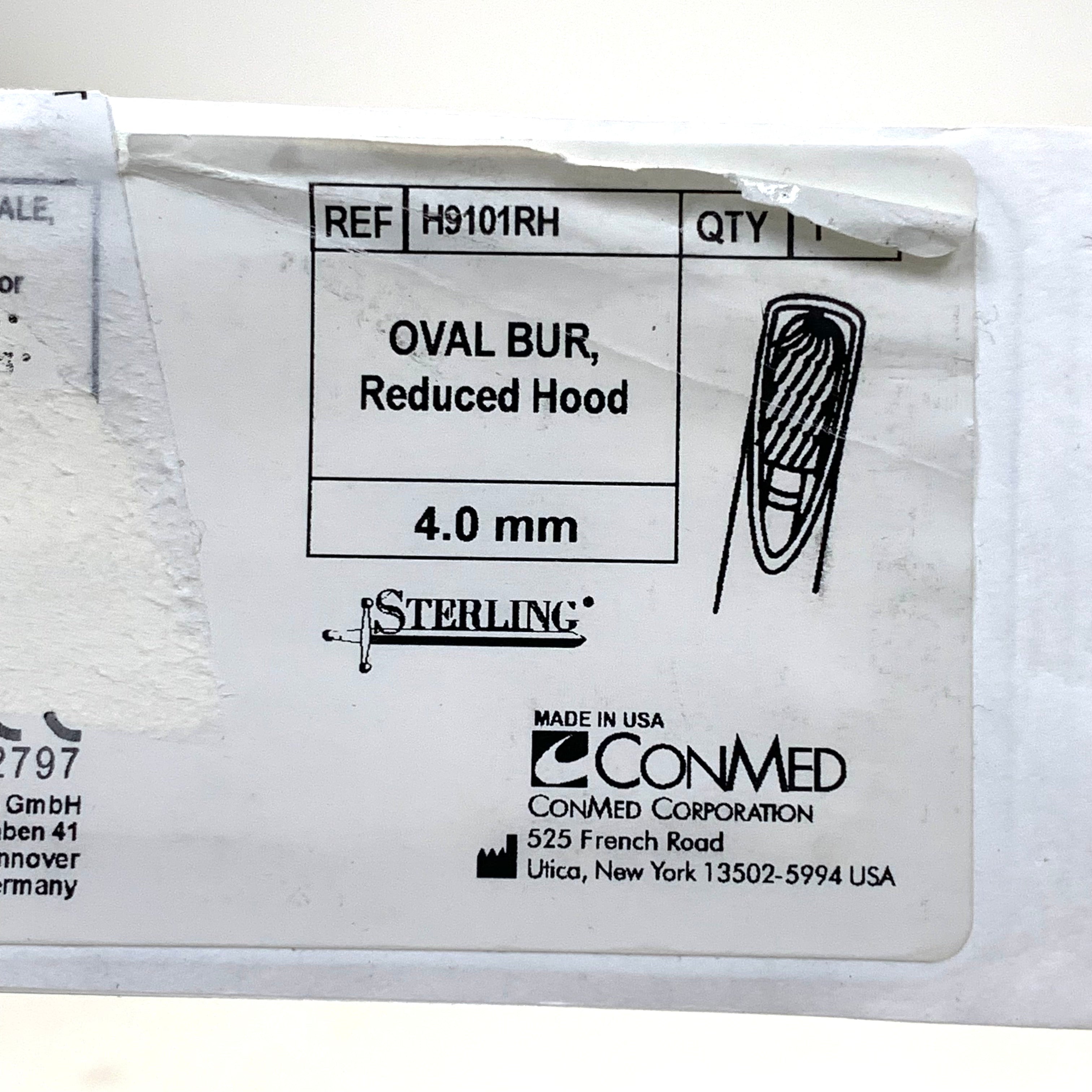 CONMED REF H9101RH STERLING Oval Bur Reduced Hood 4.0mm, EXP.2030/04