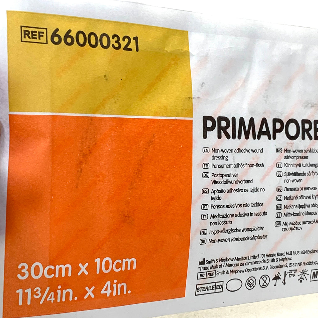 SMITH & NEPHEW REF 66000321 Primapore Non-Woven Adhesive Wound Dressing 30cm x 10cm (11-3/4 in. x 4 in), EXP.2029/06