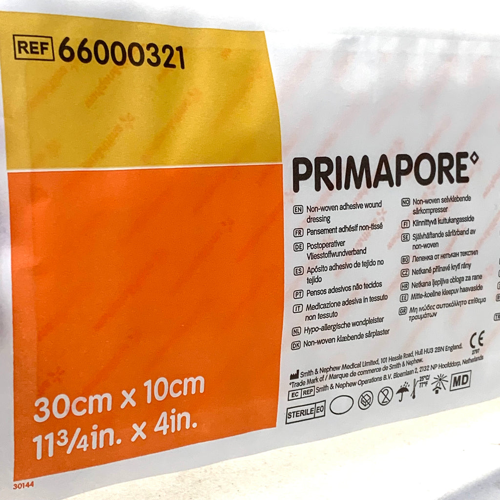 SMITH & NEPHEW REF 66000321 Primapore Non-Woven Adhesive Wound Dressing 30cm x 10cm (11-3/4 in. x 4 in.), EXP 2030/04