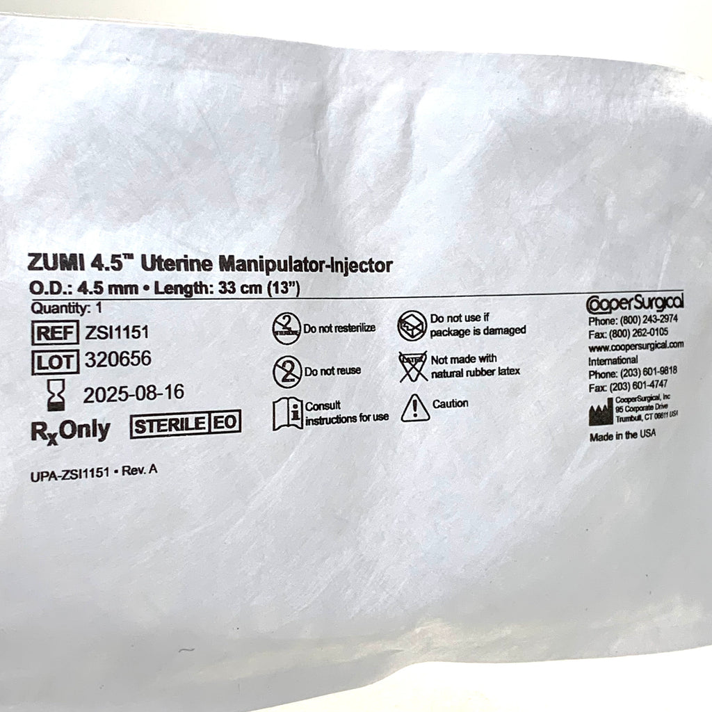COOPER SURGICAL REF ZSI1151 ZUMI 4.5 Uterine Manipulator-Injector 33cm, EXP.2025/08