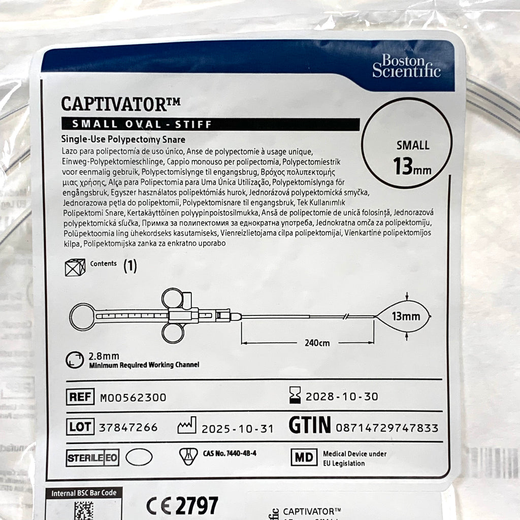 BOSTON SCIENTIFIC REF M00562300 Captivator Small Oval Stiff Polypectomy Snare 13mm 240cm, Exp.2028/10