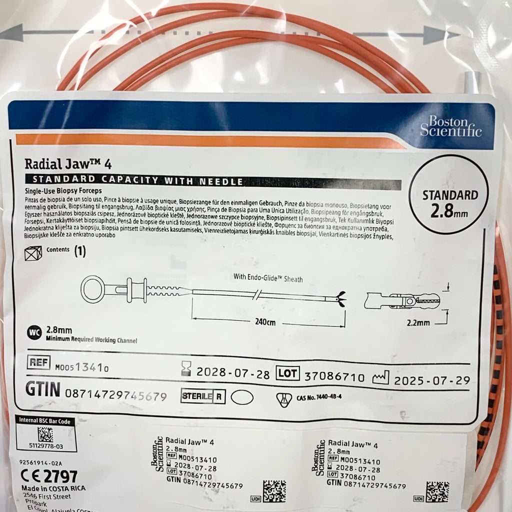 BOSTON SCIENTIFIC REF M00513410 Radial Jaw 4 Standard Capacity with Needle Biopsy Forceps 2.8mm x 240cm, Exp.2028/07