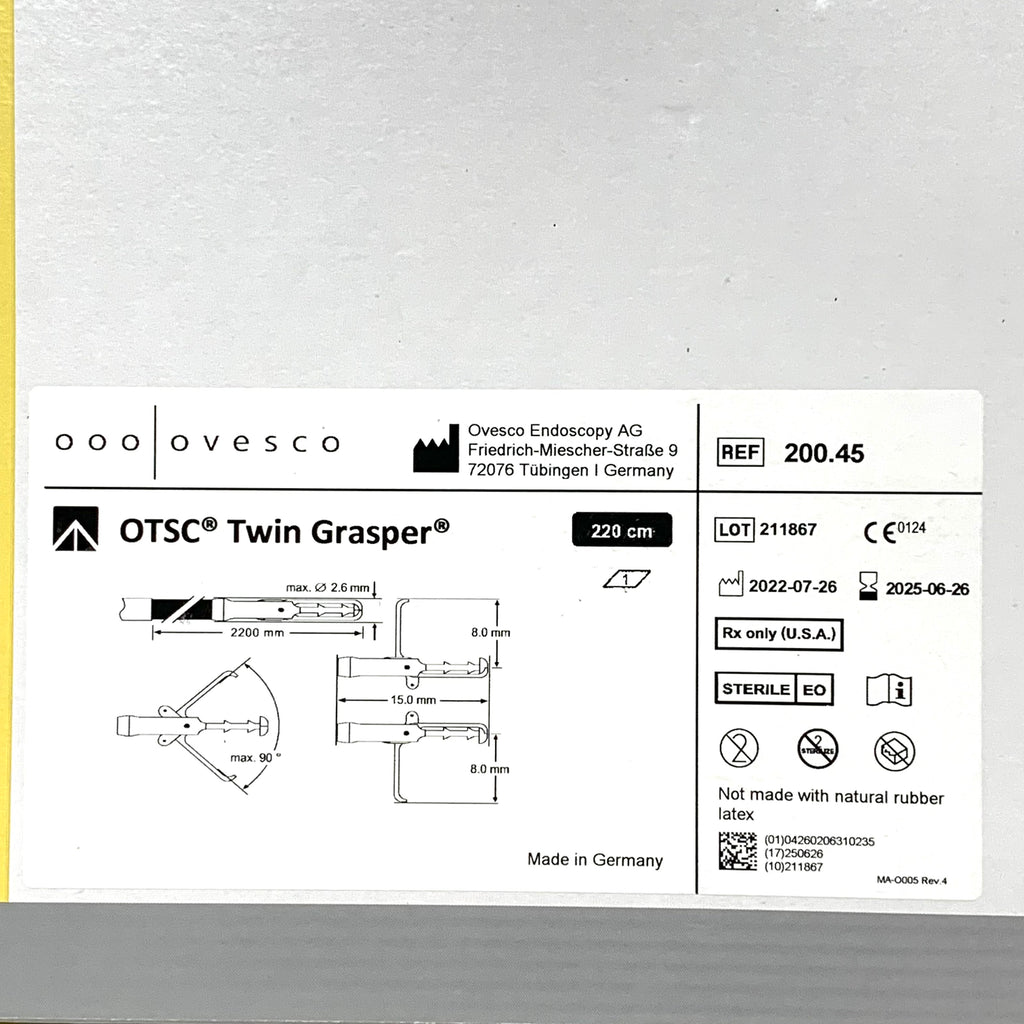 OVESCO REF 200.45 OTSC Twin Grasper 220cm, EXP.2025/06