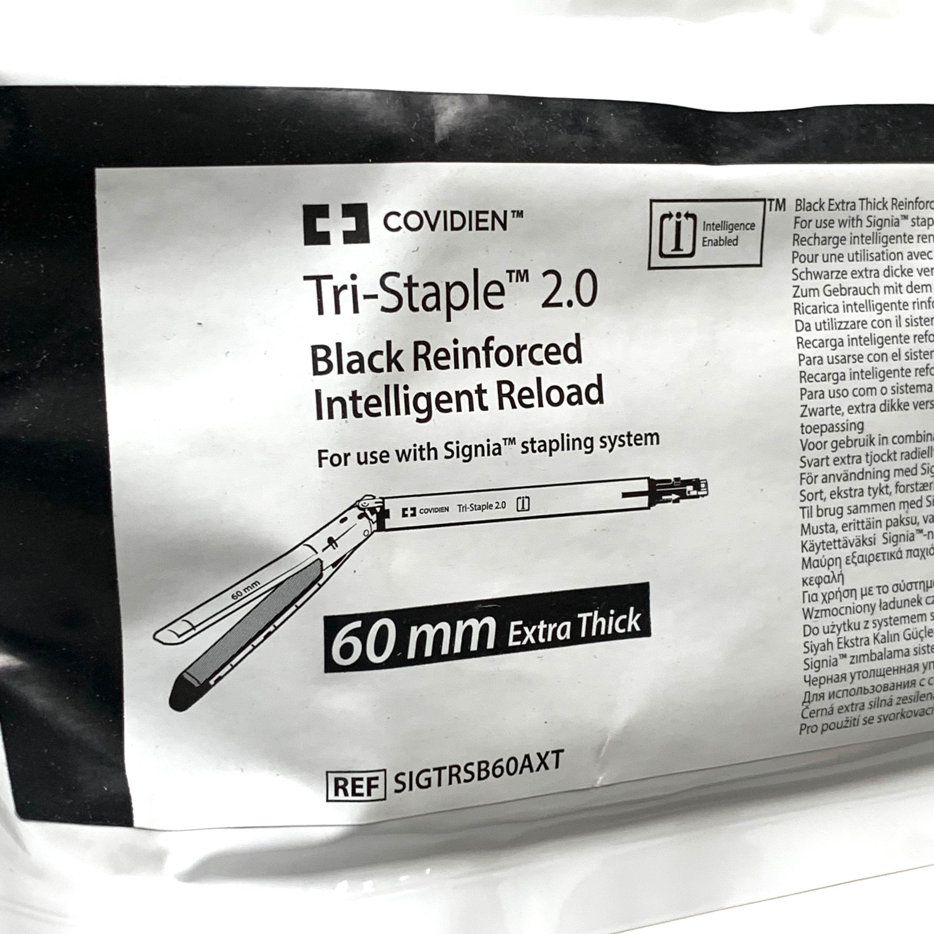 COVIDIEN REF SIGTRSB60AXT Tri-Staple 2.0 Black Reinforced Intelligent Reload 60mm Extra Thick, Exp.2026/03