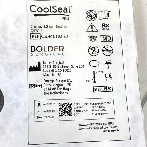 BOLDER SURGICAL REF CSL-MN103-20 CoolSeal Mini Maryland Laparoscopic Vessel Sealer, Divider & Dissector 3mm 20cm, Exp.2024/09