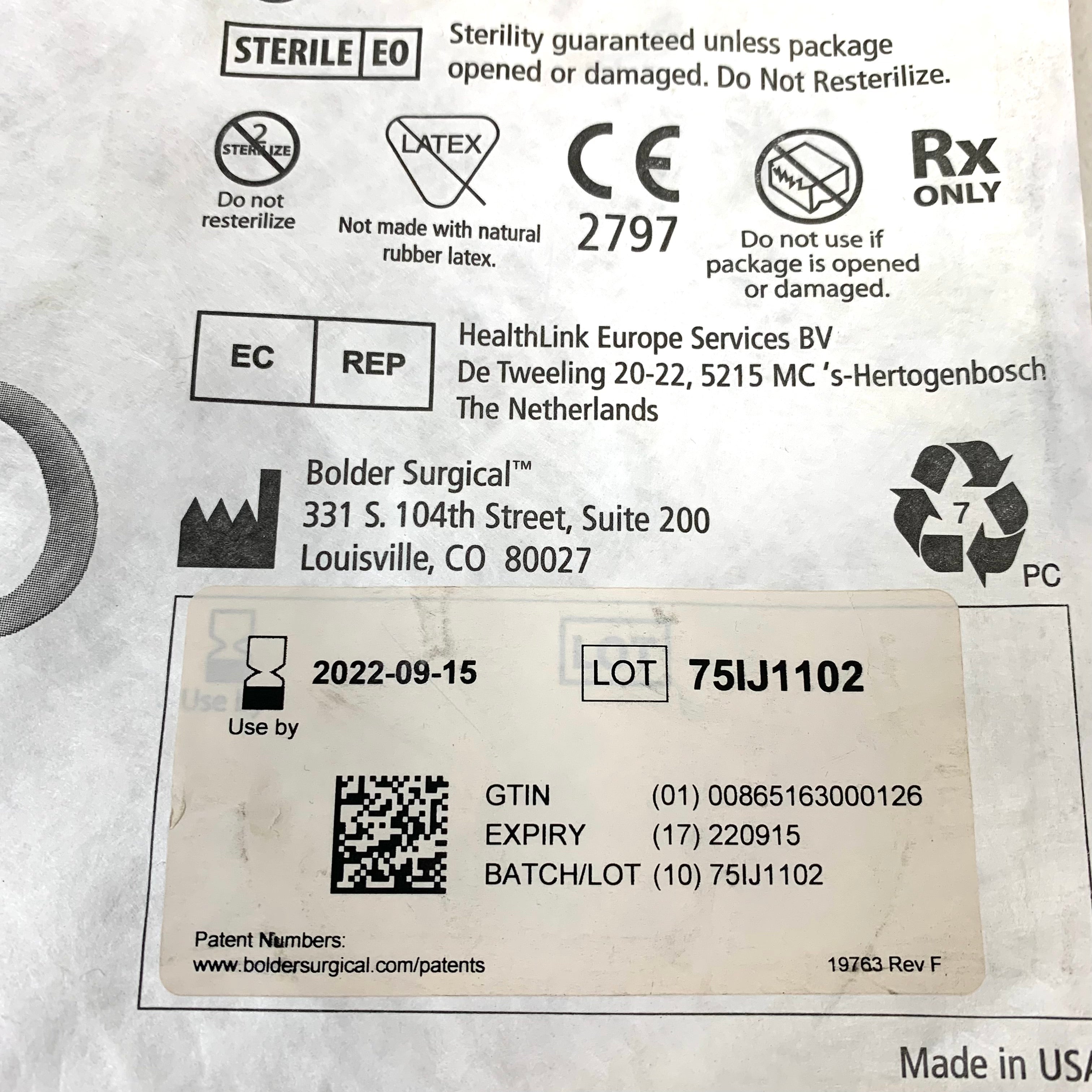 BOLDER SURGICAL REF JR-SE20 JustRight Sealer 3mm 20cm Sealer, EXP.2022/09
