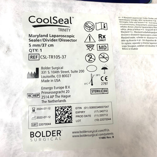BOLDER SURGICAL REF CSL-TR105-37 CoolSeal Trinity Maryland Laparoscopic Dissector 5mm/37cm, EXP.2024/07