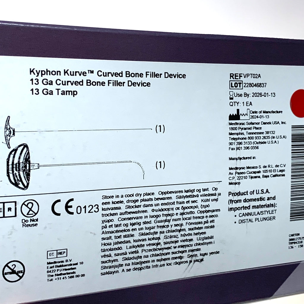 MEDTRONIC REF VPT02A Kyphon Kurve 13 Ga Curved Bone Filler Device with 13 Ga Tamp, EXP.2026/01