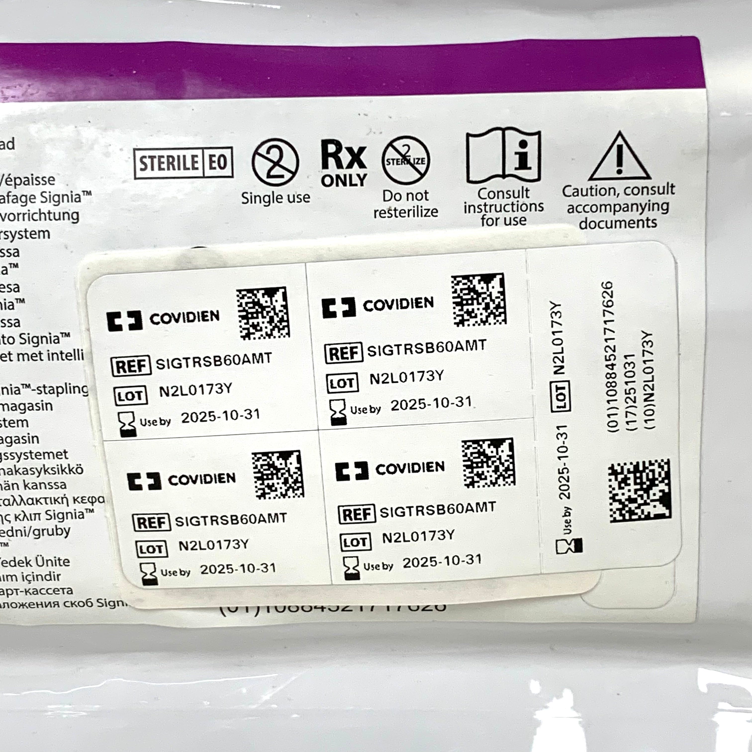 COVIDIEN REF SIGTRSB60AMT Tri-Staple 2.0 Reinforced Intelligent Reload 60mm Medium/Thick, EXP.2025/10