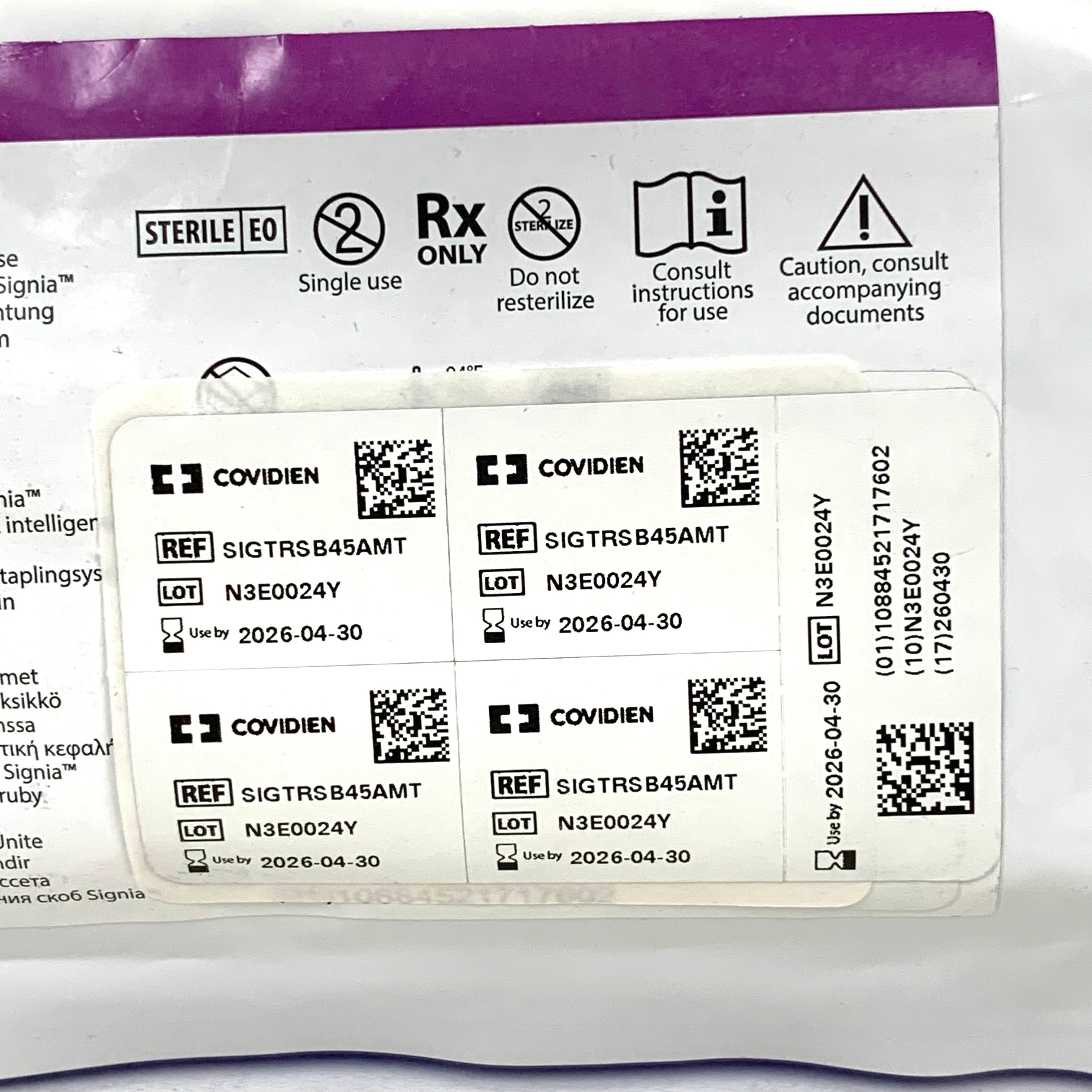 COVIDIEN REF SIGTRSB45AMT Tri-Staple 2.0 Reinforced Intelligent Reload 45mm Medium/Thick, EXP.2026/04