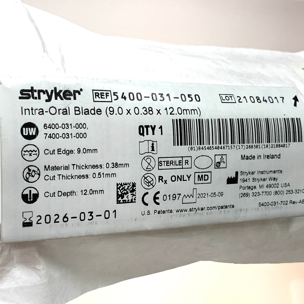 STRYKER REF 5400-031-050 Intra-Oral Blade 9.0mm x 0.38mm x 12.0mm, EXP.2026/03
