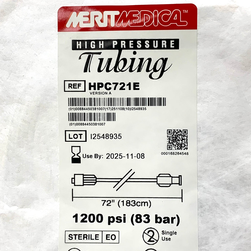 MERIT MEDICAL REF HPC721E High Pressure Tubing 72" 183cm 1200 psi, Exp.2025/11