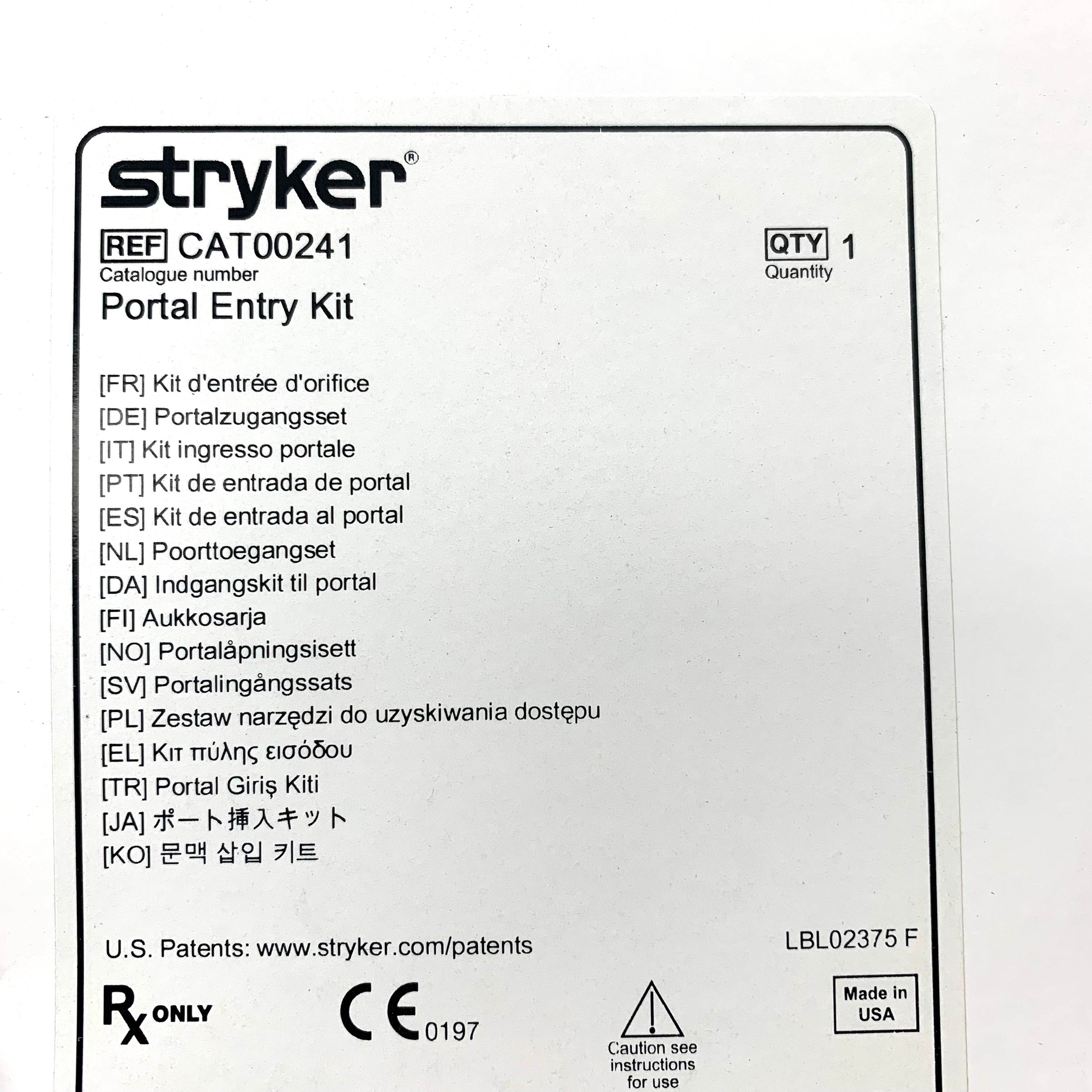 STRYKER REF CAT00241 Portal Entry Kit, Exp. 2023