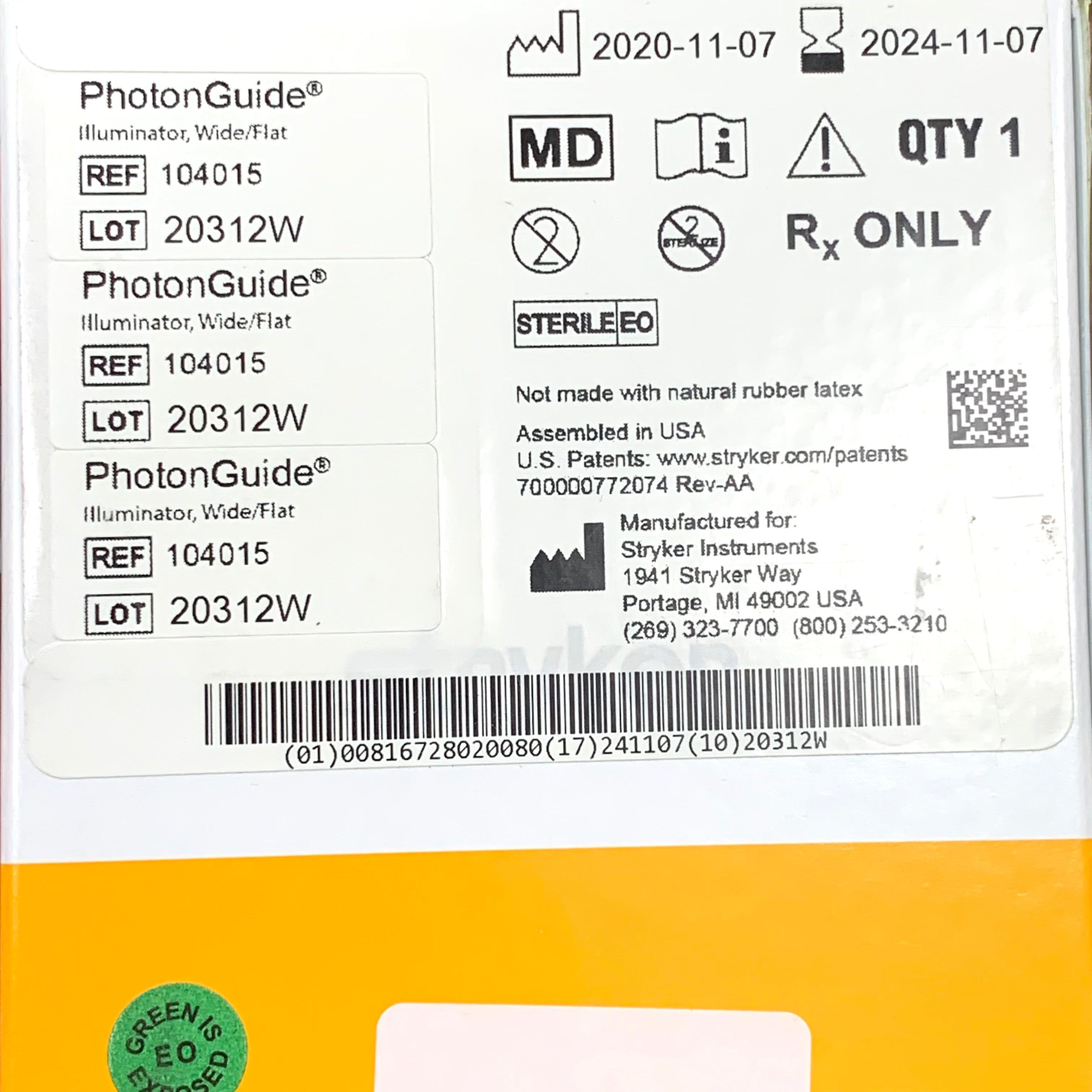 STRYKER REF 104015 PhotonGuide Wide Flat Illuminator, Exp.2024/11