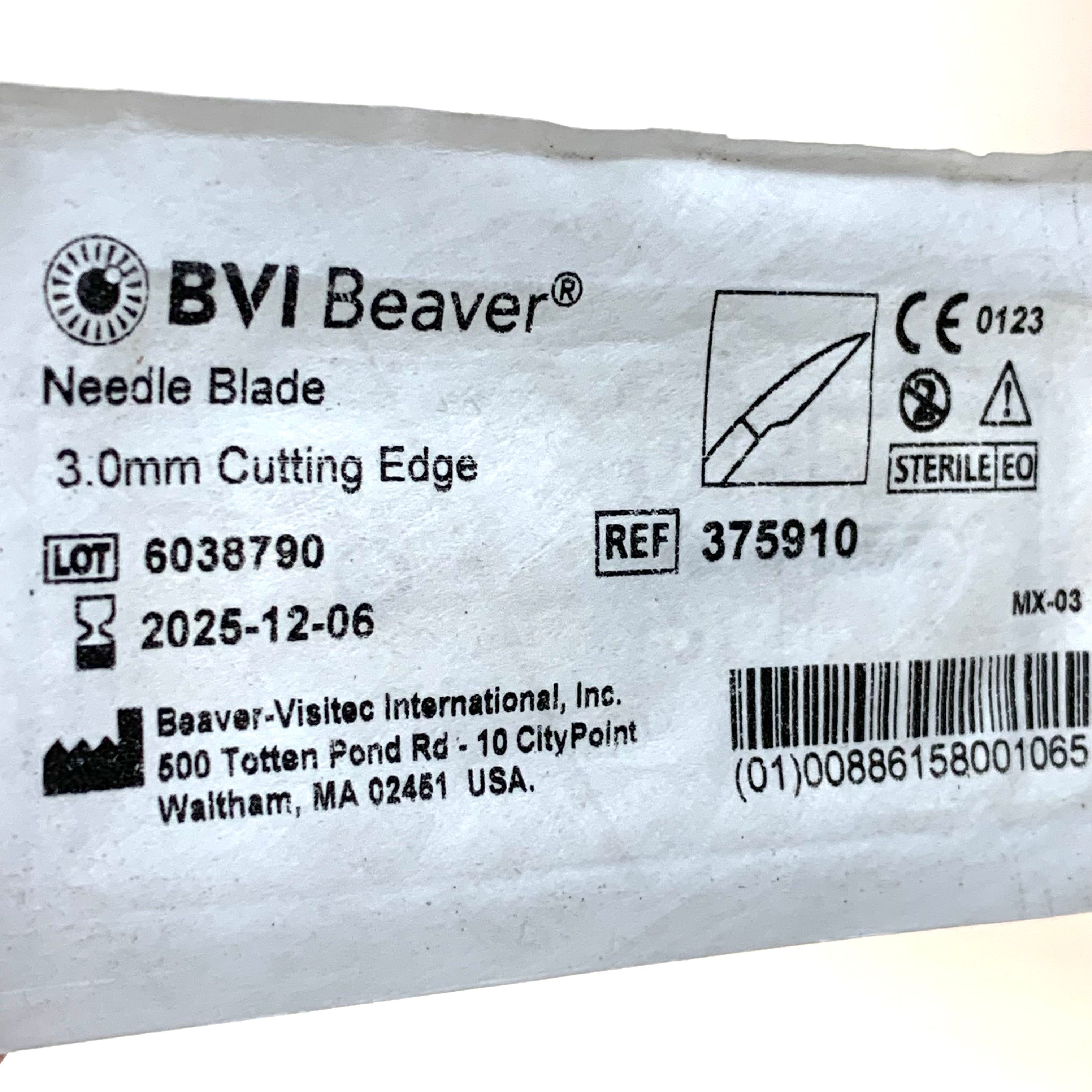 BVI BEAVER REF 375910 Needle Blade 3.0mm Cutting Edge, Exp.2025/12