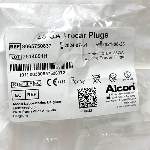 ALCON REF 8065750837 23 GA Trocar Plugs, Exp.2024/07
