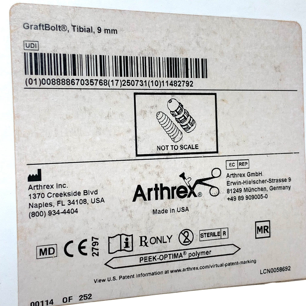 ARTHREX REF AR-5100-09 GraftBolt Tibial Fixation Device 9mm PEEK-OPTIMA, EXP.2025/07