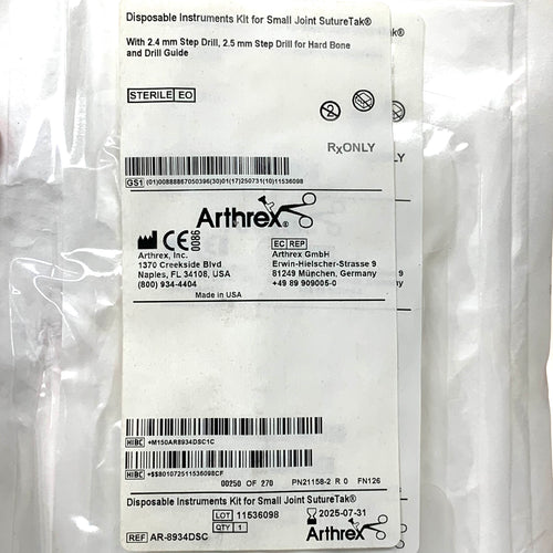 ARTHREX REF AR-8934DSC Disposable Instruments Kit for Small Joint SutureTak, Exp.2025/07