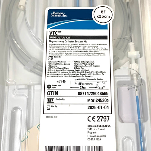 BOSTON SCIENTIFIC REF M001245300 VTC Regular Kit Nephrostomy Catheter System Kit 8F x 25cm, Exp.2025/01