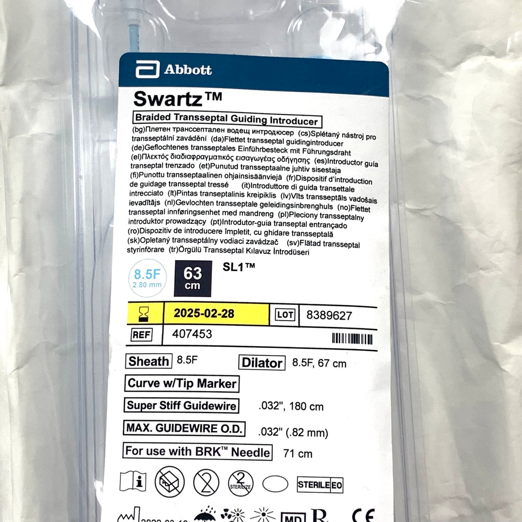 ABBOTT REF 407453 Swartz SL1 Braided Transseptal Guiding Introducer 8.5F 63cm, Exp.2025/02