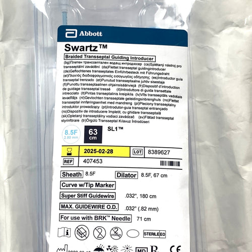 ABBOTT REF 407453 Swartz SL1 Braided Transseptal Guiding Introducer 8.5F 63cm, Exp.2025/02