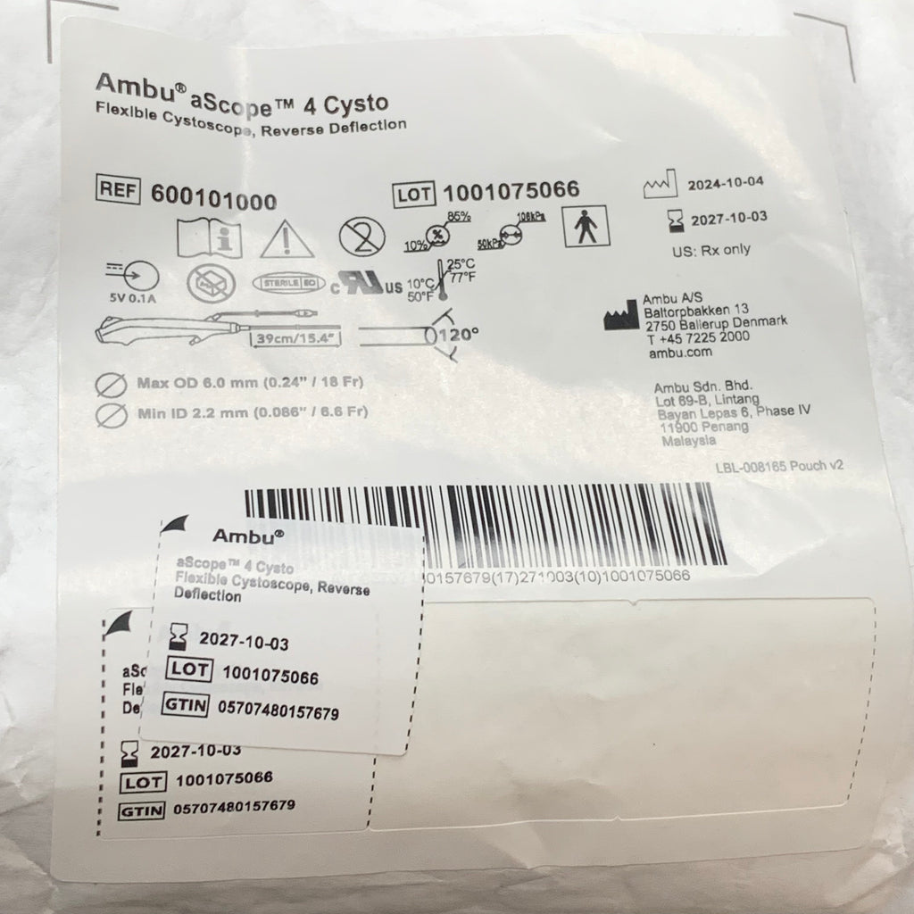 AMBU REF 600101000 aScope 4 Cysto Flexible Cystoscope, Reverse Deflection, Exp.2027/10