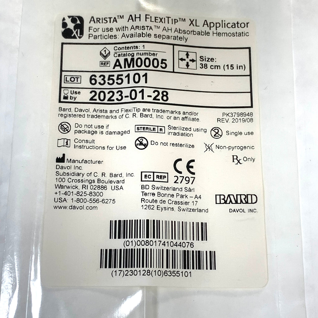 BARD REF AM0005 Arista AH FlexiTip XL Applicator 38 cm (15 in)(DAVOL INC.), EXP 2023/01