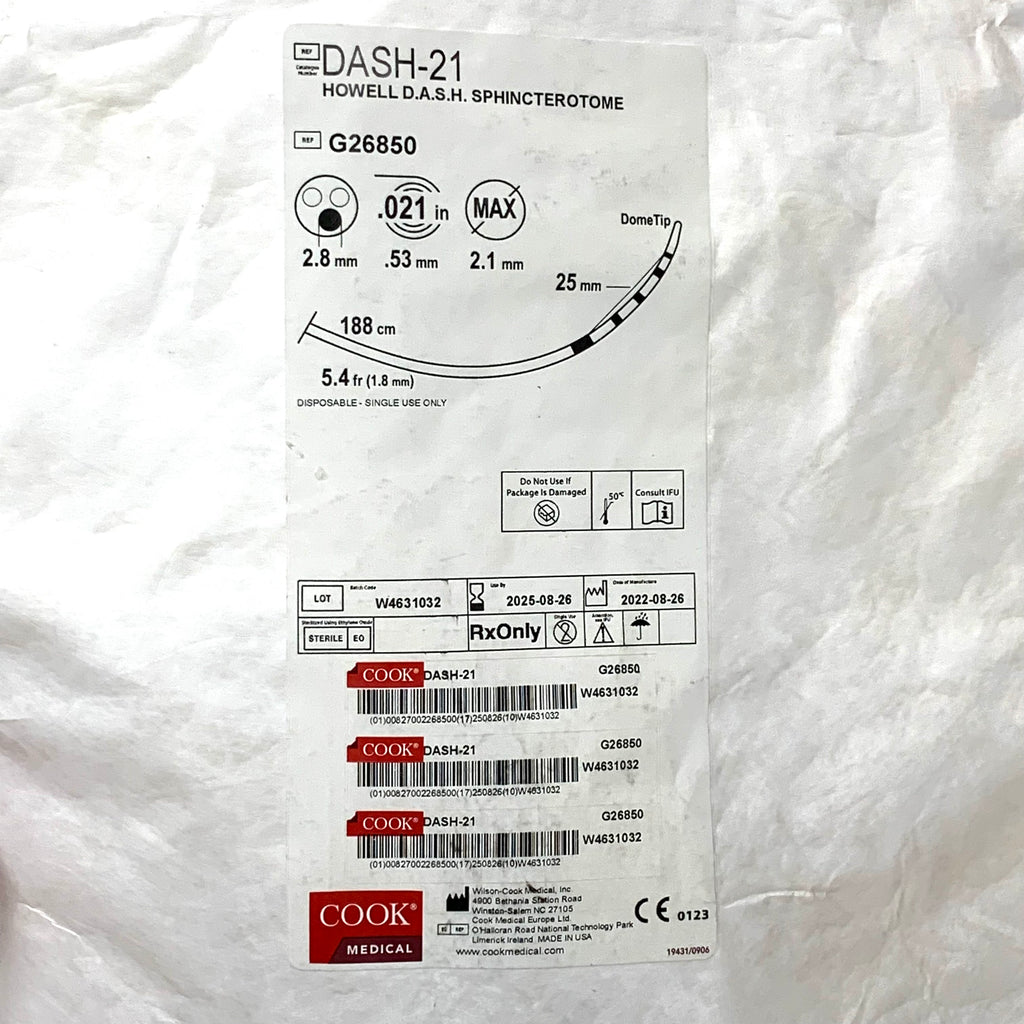 COOK MEDICAL REF DASH-21/ G26850 Howell D.A.S.H. Sphincterotome 5.4 Fr 188 cm, Exp.2025/08
