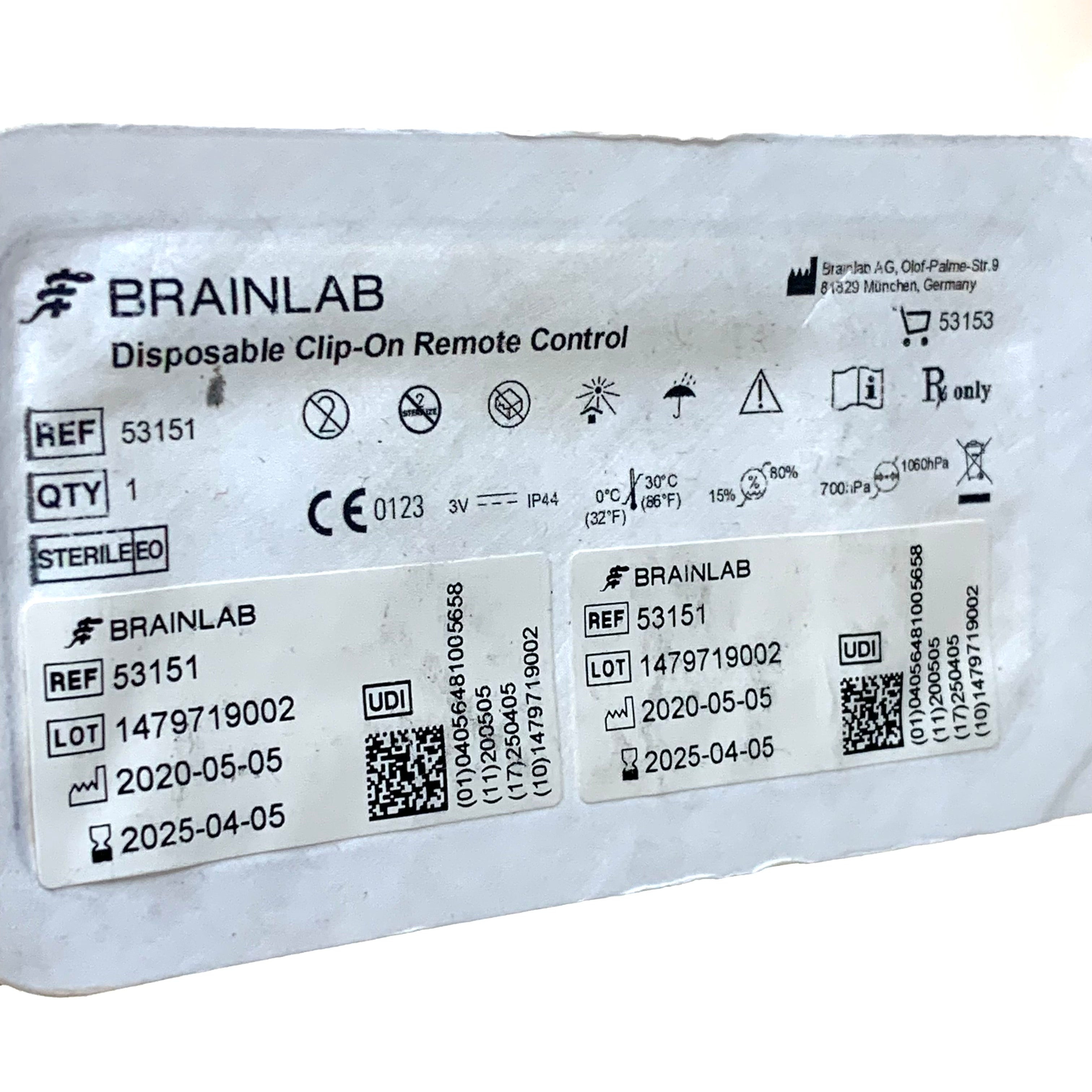 BRAINLAB REF 53151 Disposable Clip-On Remote Control, Exp.2025/04